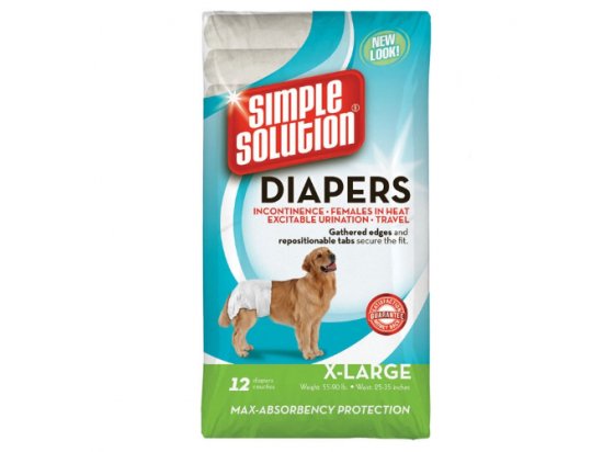 Фото 6 -  памперсы и трусики Simple Solution Disposable Diapers - Гигиенические подгузники для собак (12 шт.)