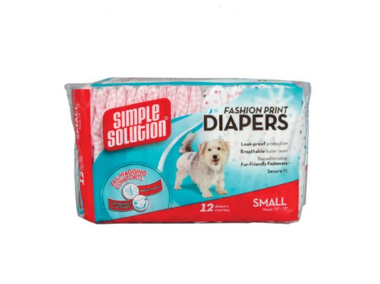 Фото 2 -  підгузки та трусики Simple Solution Fashion Print Diapers - Гігієнічні підгузки для собак з візерунком (12 шт.)