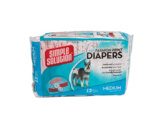 Фото 3 -  підгузки та трусики Simple Solution Fashion Print Diapers - Гігієнічні підгузки для собак з візерунком (12 шт.)