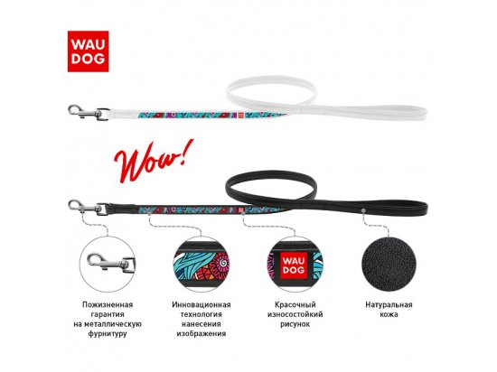 Фото 2 -  амуниция Collar WAUDOG ВИНТАЖ кожаный поводок для собак, черный