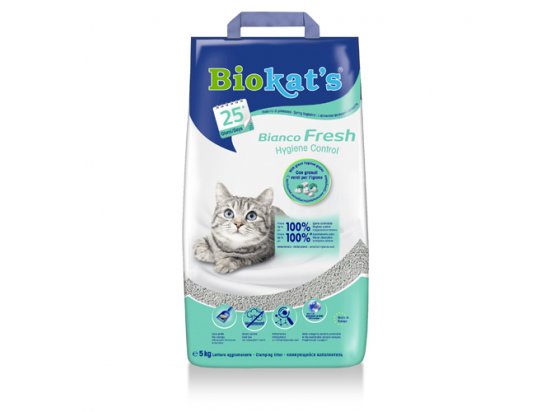 Фото - Biokats Bianco Fresh - наповнювач для котячих туалетів, що комкується. наповнювачі Biokats Bianco Fresh - наповнювач для котячих туалетів, що комкується.