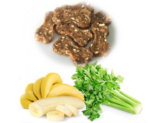 Фото 2 -  ласощі Gimdog Superfood мясные косточки для собак Курица с бананом и сельдереем