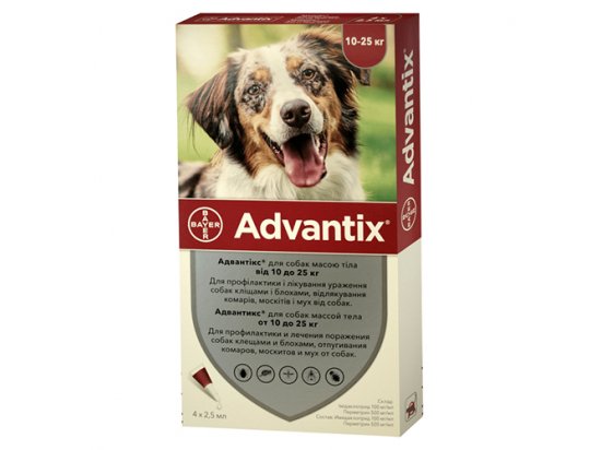Фото 4 -  от блох и клещей Bayer Advantix (Адвантикс) капли на холку от блох и клещей для собак