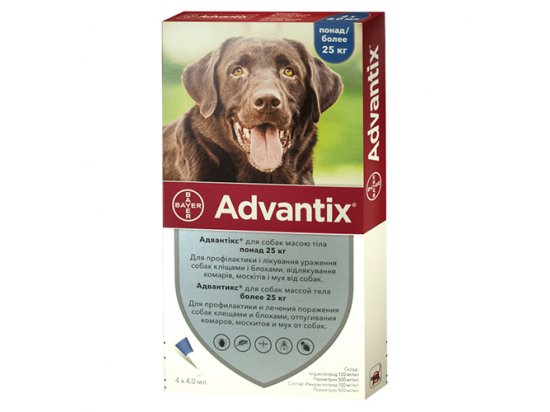 Фото 5 -  от блох и клещей Bayer Advantix (Адвантикс) капли на холку от блох и клещей для собак