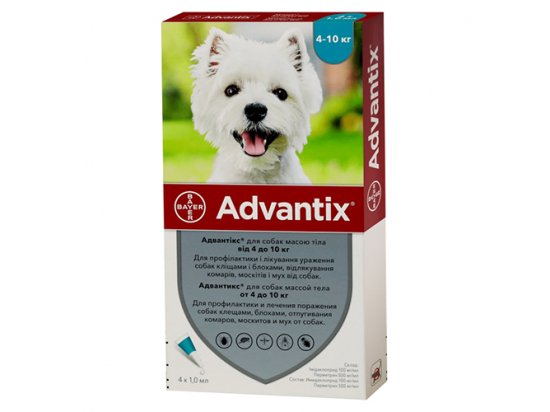 Фото 3 -  от блох и клещей Bayer Advantix (Адвантикс) капли на холку от блох и клещей для собак