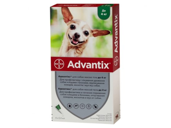 Фото 2 -  от блох и клещей Bayer Advantix (Адвантикс) капли на холку от блох и клещей для собак