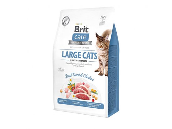 Фото - сухой корм Brit Care Cat Grain Free Large Power & Vitality Duck & Chicken беззерновой сухой корм для кошек крупных пород УТКА и КУРИЦА