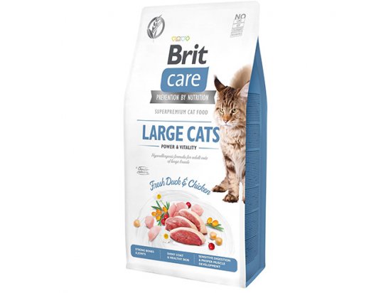 Фото - сухой корм Brit Care Cat Grain Free Large Power & Vitality Duck & Chicken беззерновой сухой корм для кошек крупных пород УТКА и КУРИЦА