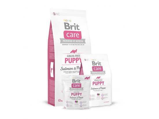 Фото - сухий корм Brit Care Dog Grain Free Puppy Salmon & Potato беззерновий сухий корм для цуценят та молодих собак усіх порід ЛОСОСЬ та КАРТОПЛЯ