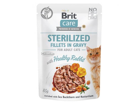 Фото - Brit Care Cat Sterilized Fillets in Gravy Healthy Rabbit консерви для стерилізованих кішок КРОЛИК В СОУСІ вологий корм (консерви) Brit Care Cat Sterilized Fillets in Gravy Healthy Rabbit консерви для стерилізованих кішок КРОЛИК В СОУСІ