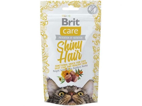 Фото - ласощі Brit Care Cat Snack Shiny Hair Salmon ласощі для підтримки краси шерсті у котів ЛОСОСЬ