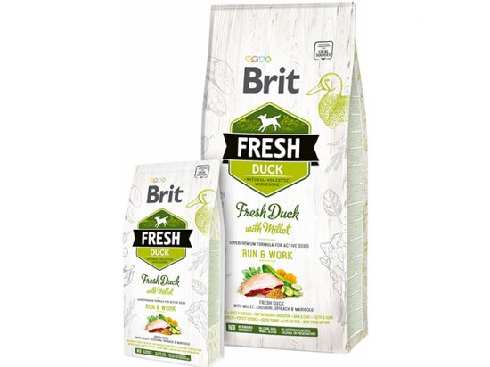 Фото - сухий корм Brit Fresh Dog Active Run & Work Duck & Millet сухий корм для активних собак КАЧКА та ПШОНО