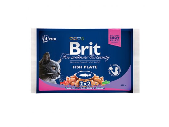 Фото - Brit Premium Cat Fish Plate Gravy консерви для котів, набір 2 смаки асорті шматочки в соусі вологий корм (консерви) Brit Premium Cat Fish Plate Gravy консерви для котів, набір 2 смаки асорті шматочки в соусі