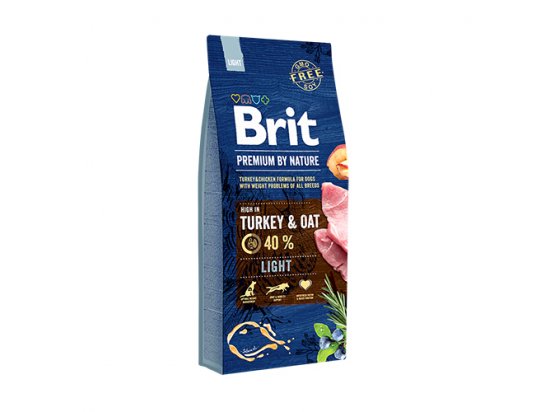 Фото - сухой корм Brit Premium Dog Light Turkey & Oat сухой корм для собак, склонных к полноте ИНДЕЙКА и ОВЕС