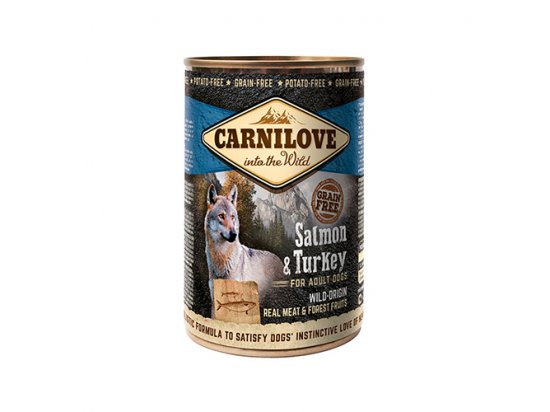 Фото 2 -  влажный корм (консервы) Carnilove SALMON & TURKEY консервы для собак (лосось/индейка), 400 г
