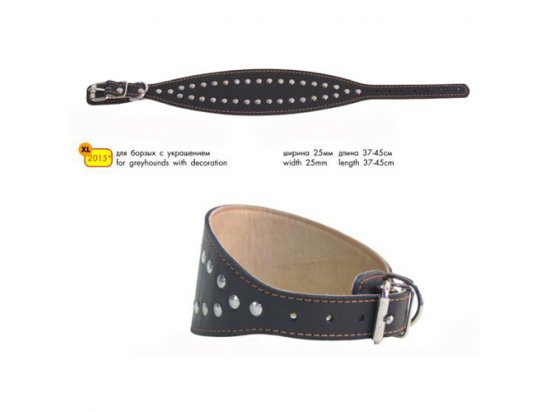 Фото 3 -  амуниция Collar БОРЗЯТНИК - Кожаный ошейник для собак с заклепками