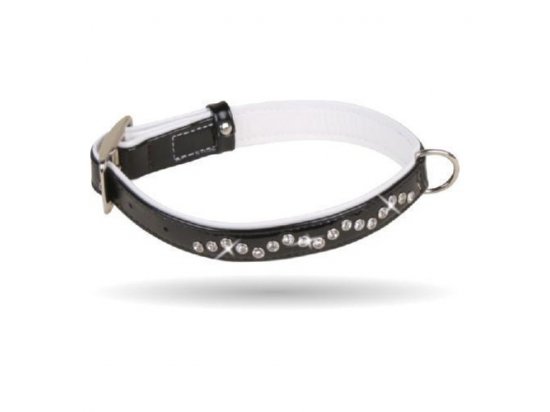 Фото - Collar Brilliance Ошейник со стразами премиум класса, лакированная кожа, ЧЕРНО-БЕЛЫЙ амуниция Collar Brilliance Ошейник со стразами премиум класса, лакированная кожа, ЧЕРНО-БЕЛЫЙ