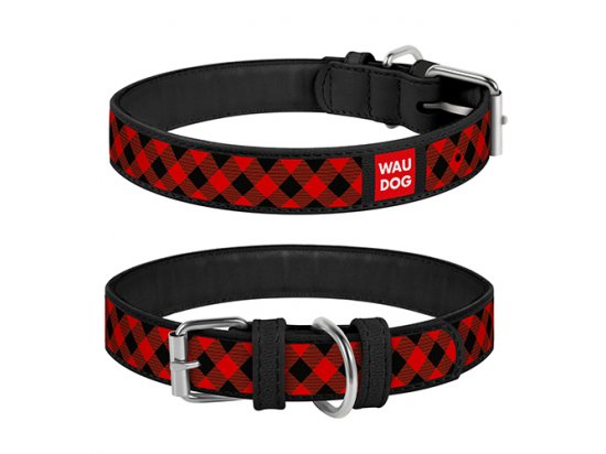 Фото - Collar WAUDOG ШОТЛАНДКА КРАСНАЯ кожаный ошейник для собак, черный амуниция Collar WAUDOG ШОТЛАНДКА КРАСНАЯ кожаный ошейник для собак, черный