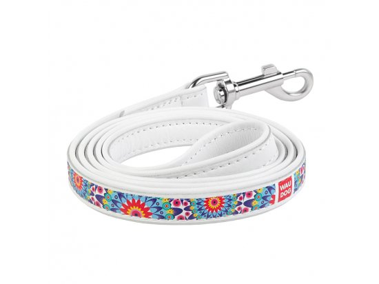 Фото - Collar WAUDOG КВІТИ шкіряний повідець для собак, білий амуніція Collar WAUDOG КВІТИ шкіряний повідець для собак, білий