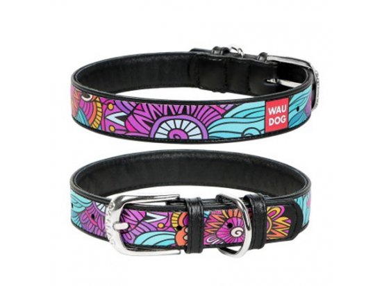 Фото - Collar WAUDOG ЛІТО шкіряний нашийник для собак, чорний амуніція Collar WAUDOG ЛІТО шкіряний нашийник для собак, чорний