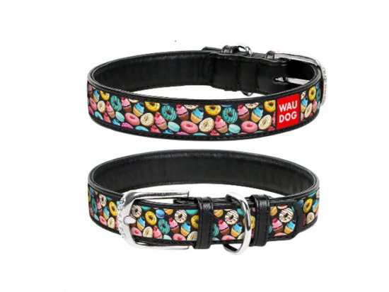 Фото - Collar WAUDOG ПОНЧИКИ шкіряний нашийник для собак, чорний амуніція Collar WAUDOG ПОНЧИКИ шкіряний нашийник для собак, чорний