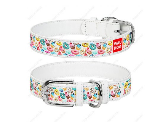 Фото - Collar WAUDOG ПОНЧИКИ кожаный ошейник для собак, белый амуниция Collar WAUDOG ПОНЧИКИ кожаный ошейник для собак, белый