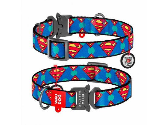 Фото - Collar WAUDOG Nylon нашийник з QR паспортом, пластиковий фастекс, СУПЕРМЕН ЛОГО амуніція Collar WAUDOG Nylon нашийник з QR паспортом, пластиковий фастекс, СУПЕРМЕН ЛОГО