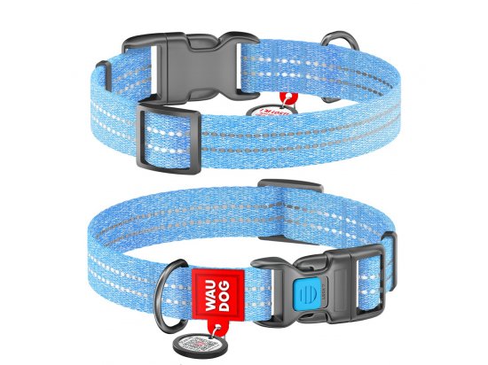 Фото - Collar WAUDOG Re-cotton с QR паспортом, ошейник из восстановленного хлопка, пластиковая пряжка, ГОЛУБОЙ амуниция Collar WAUDOG Re-cotton с QR паспортом, ошейник из восстановленного хлопка, пластиковая пряжка, ГОЛУБОЙ