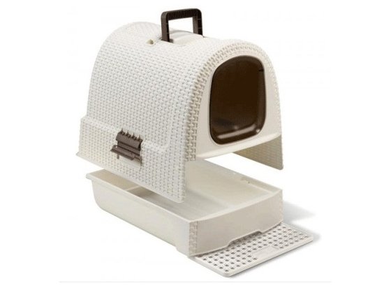 Фото 2 -  туалеты, лотки Curver Petlife LITTER BOX закрытый туалет для кошек, кремовый