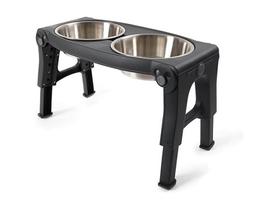 Фото 2 -  миски, поилки, фонтаны DEXAS Adjustable Height Pet Feeder - Миска двойная на подставке c регулируемыми ножками для собак, нержавеющая сталь