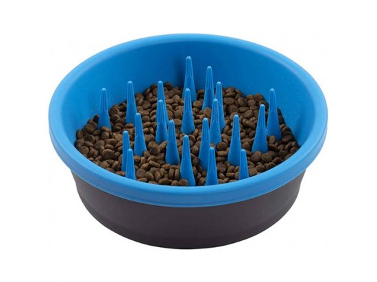 Фото - Dexas FEEDER SLOW DOG BOWL миска силіконова для повільного годування, яскраво-блакитний/сірий миски, напувалки, фонтани Dexas FEEDER SLOW DOG BOWL миска силіконова для повільного годування, яскраво-блакитний/сірий