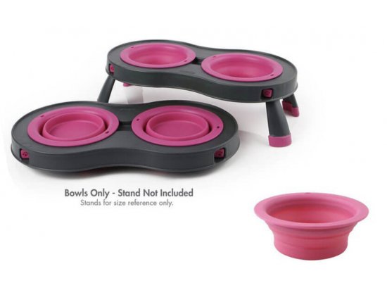 Фото 2 -  миски, напувалки, фонтани DEXAS Replacement Bowls, Collapsible Feeders - Змінні миски для подвійної миски на складній підставці, рожевий