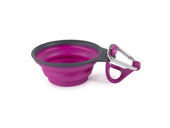 Фото 3 -  миски, напувалки, фонтани DEXAS Travel Cup with Bottle Holder & Carabiner - Миска складна для подорожей з карабіном та фіксатором, пурпурний