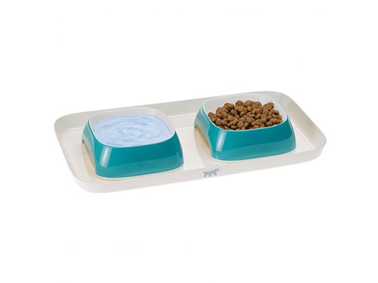 Фото - Ferplast GLAM TRAY пластиковый поднос с мисками для кошек и собак, голубой миски, поилки, фонтаны Ferplast GLAM TRAY пластиковый поднос с мисками для кошек и собак, голубой