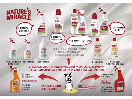 Фото 2 -  видалення запахів та плям Natures Miracle (Нейчерлз Міракл) URINE DESTROYER (ВІД ЗАПАХУ І ПЛЯМ СЕЧІ) рідина для собак