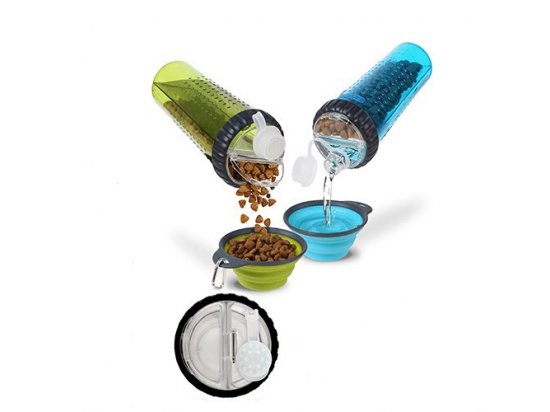 Фото 2 -  миски, поилки, фонтаны Dexas (Дексас) SNACK COMPANION CUP (ЛАКОМСТВА И ВОДА) бутылка-контейнер для собак и кошек, голубой