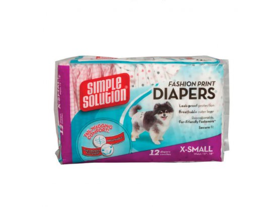 Фото - Simple Solution Fashion Print Diapers - Гігієнічні підгузки для собак з візерунком (12 шт.) підгузки та трусики Simple Solution Fashion Print Diapers - Гігієнічні підгузки для собак з візерунком (12 шт.)