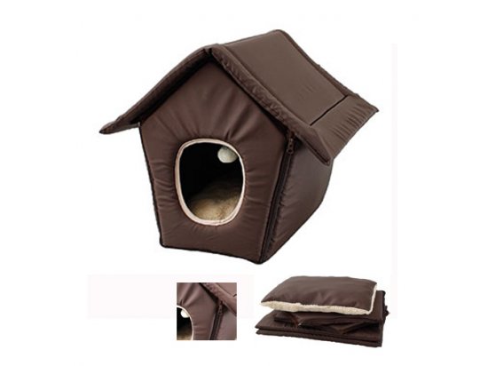 Фото - Flamingo COSY COTTAGE BROWN будиночок трансформер для котів та собак малих порід спальні місця, лежаки Flamingo COSY COTTAGE BROWN будиночок трансформер для котів та собак малих порід