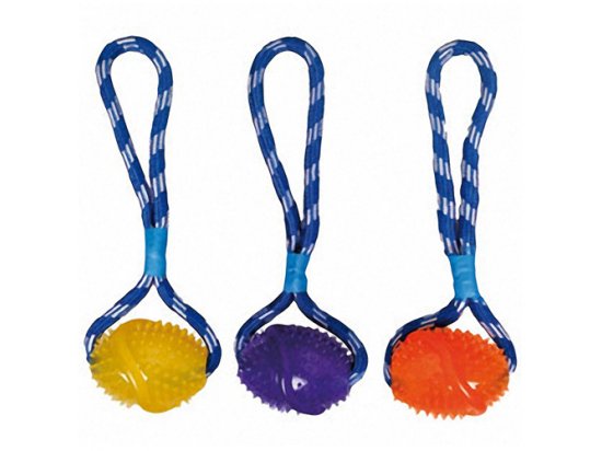Фото - Flamingo FOOTBALL COTTON ROPE іграшка для собак, м'яч на мотузці з петлею іграшки Flamingo FOOTBALL COTTON ROPE іграшка для собак, м'яч на мотузці з петлею