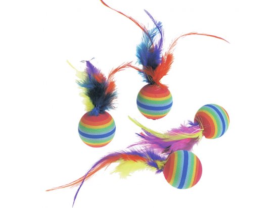 Фото - Flamingo RAINBOW BALLS игрушка для кошек, мяч с перьями, резина игрушки Flamingo RAINBOW BALLS игрушка для кошек, мяч с перьями, резина