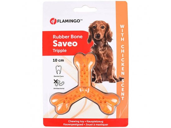 Фото 2 -  игрушки Flamingo TRIPLE BONE CHICKEN игрушка для собак, вкус курицы
