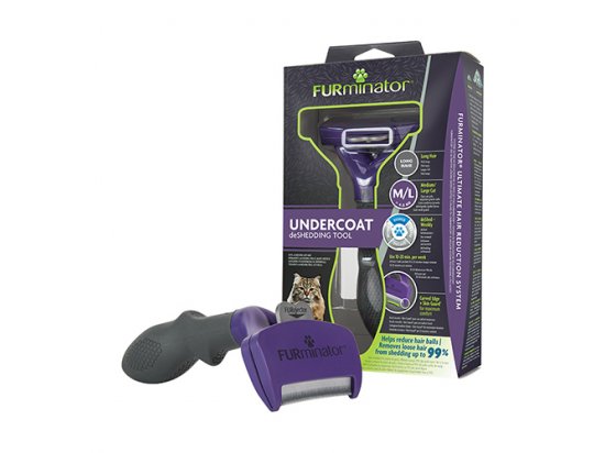 Фото 4 -  фурминаторы, пуходерки FURminator UNDERCOAT CAT инструмент для вычесывания кошек с ДЛИННОЙ ШЕРСТЬЮ