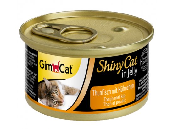 Фото - Gimcat Shiny Cat in jelly (ТУНЕЦЬ З КУРИЦЮ В ЖЕЛЕ) консерви для кішок вологий корм (консерви) Gimcat Shiny Cat in jelly (ТУНЕЦЬ З КУРИЦЮ В ЖЕЛЕ) консерви для кішок