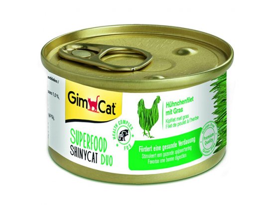 Фото - Gimcat SUPERFOOD консервы для котов, КУРИЦА С ТРАВОЙ влажный корм (консервы) Gimcat SUPERFOOD консервы для котов, КУРИЦА С ТРАВОЙ