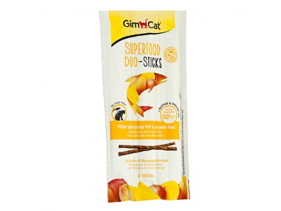 Фото - Gimcat Superfood Duo Sticks SALMON & MANGO (ДУО СТІКС ЛОСОСЬ І МАНГО) ласощі для котів, 3 шт ласощі Gimcat Superfood Duo Sticks SALMON & MANGO (ДУО СТІКС ЛОСОСЬ І МАНГО) ласощі для котів, 3 шт