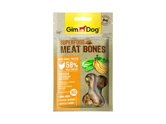 Фото - Gimdog Superfood мясные косточки для собак Курица с бананом и сельдереем ласощі Gimdog Superfood мясные косточки для собак Курица с бананом и сельдереем