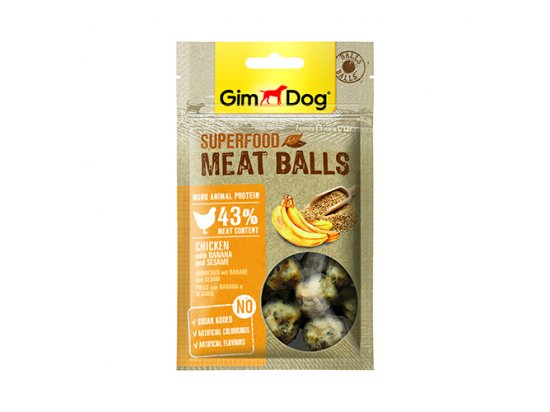 Фото - Gimdog Superfood мясные шарики для собак Курица с бананом и сезамом ласощі Gimdog Superfood мясные шарики для собак Курица с бананом и сезамом