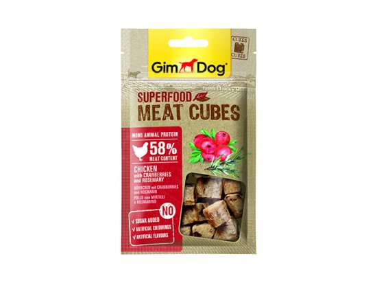 Фото - Gimdog Superfood мясные кубики для собак Курица с клюквой и розмарином ласощі Gimdog Superfood мясные кубики для собак Курица с клюквой и розмарином