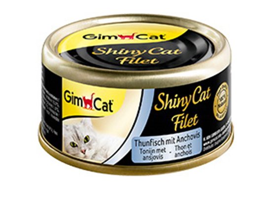 Фото - Gimcat Shiny Cat Filet (ТУНЕЦЬ З АНЧОУСАМИ ФІЛЕ) консерви для котів вологий корм (консерви) Gimcat Shiny Cat Filet (ТУНЕЦЬ З АНЧОУСАМИ ФІЛЕ) консерви для котів