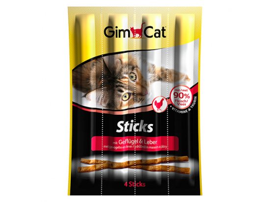 Фото 2 -  лакомства Gimcat Sticks mit Geflügel und Lebel - мясные палочки для кошек ПТИЦА и ПЕЧЕНЬ